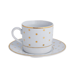 Gold Polka Dot Cup & Saucer | Dinnerware Collection